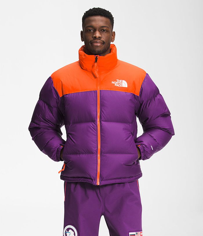 The North Face Puffer Μπουφαν Μωβ/Πορτοκαλι Ανδρικα 1996 Retro Nuptse - Greece 7645OZUVG